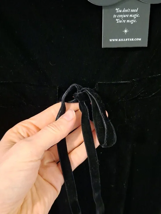 NWT Killstar "Imperia" Long-sleeve Black Velvet Babydoll Mini Dress (Size S) - Picture 7 of 13